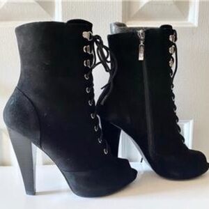 Guess Womens Black Naemazza Open Toe Boots Heel